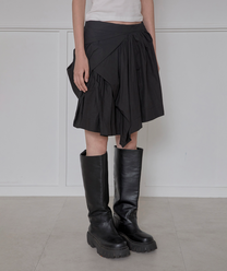 Asymmetrical Draped Layered Skirt (Black)