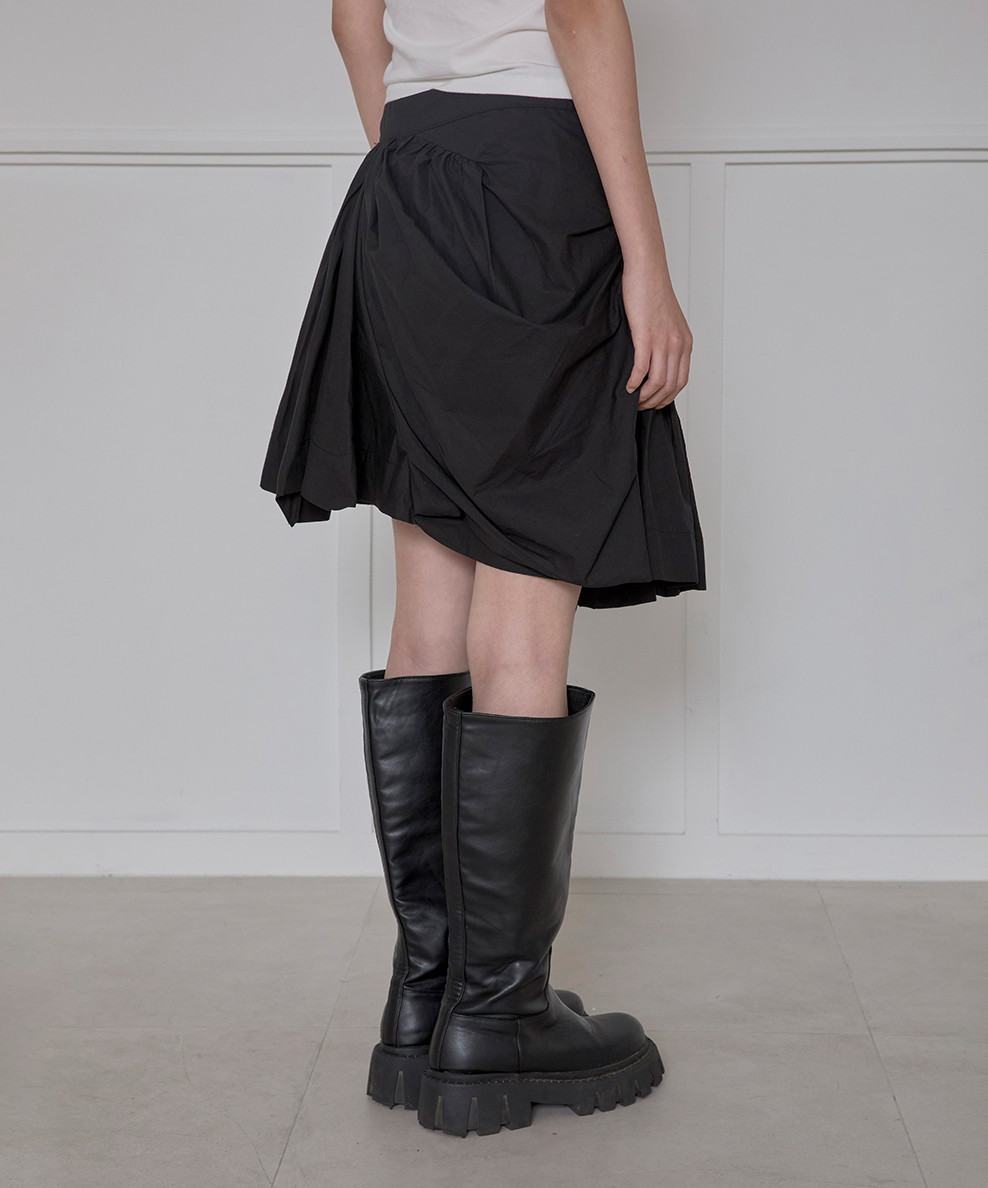 Asymmetrical Draped Layered Skirt (Black)
