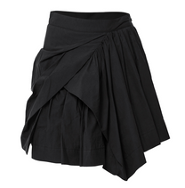 Asymmetrical Draped Layered Skirt (Black)