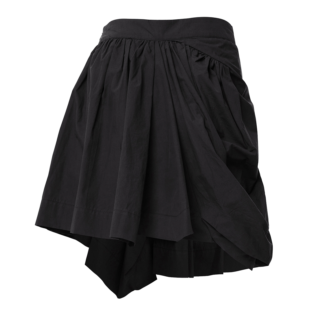 Asymmetrical Draped Layered Skirt (Black)