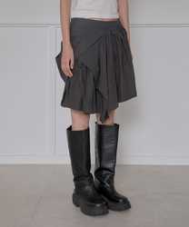 Asymmetrical Draped Layered Skirt (Charocal)