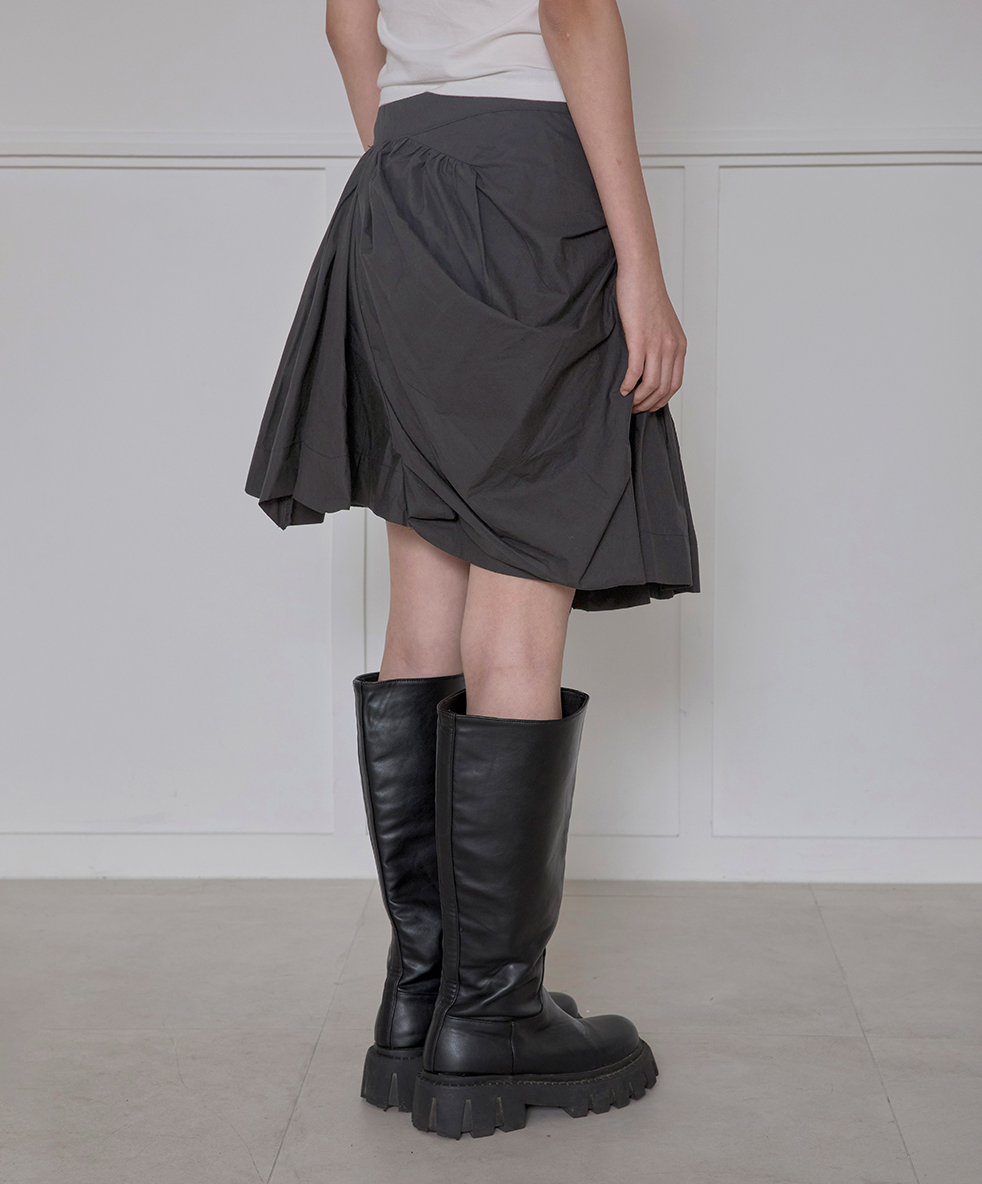 Asymmetrical Draped Layered Skirt (Charocal)