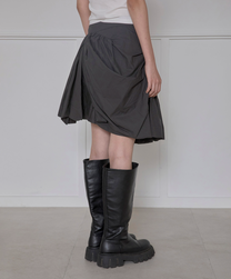 Asymmetrical Draped Layered Skirt (Charocal)