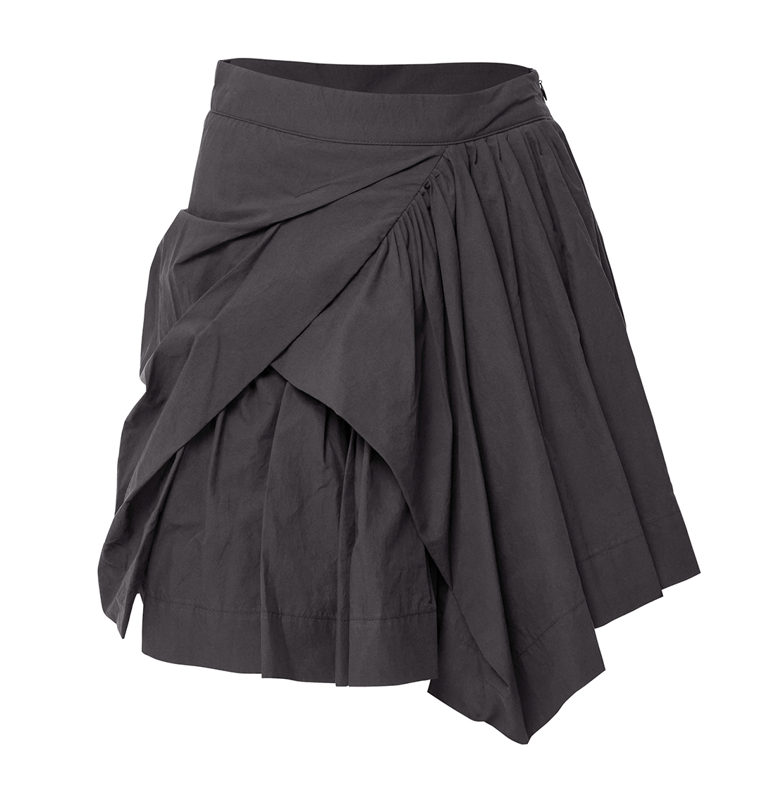 Asymmetrical Draped Layered Skirt (Charocal)