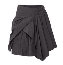 Asymmetrical Draped Layered Skirt (Charocal)