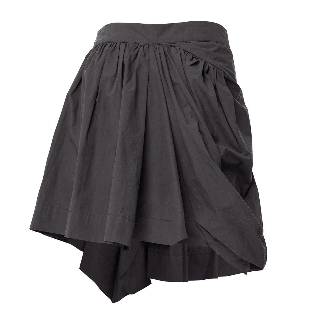 Asymmetrical Draped Layered Skirt (Charocal)
