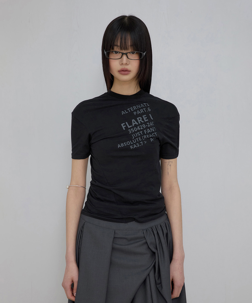 Asymmetrical Layered T-Shirt (Black)