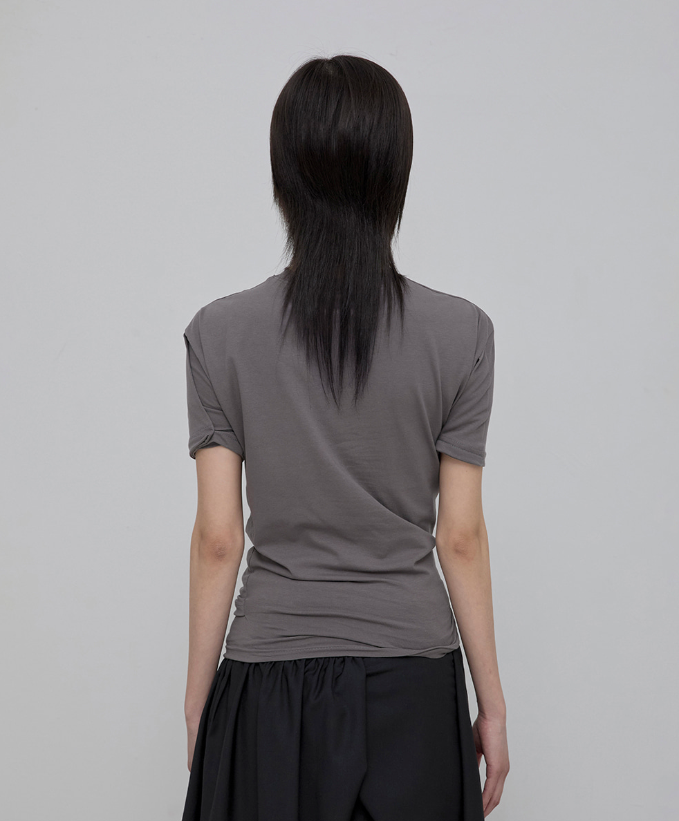Asymmetrical Layered T-Shirt (Gray)
