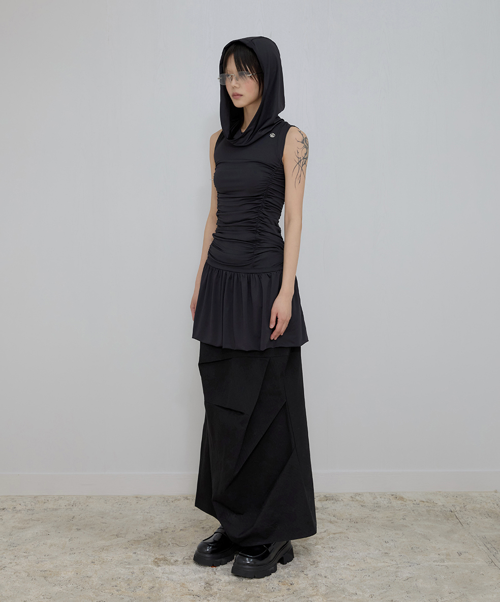 Hooded High Neck Dress (Black)