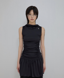 Hooded High Neck Dress (Black)