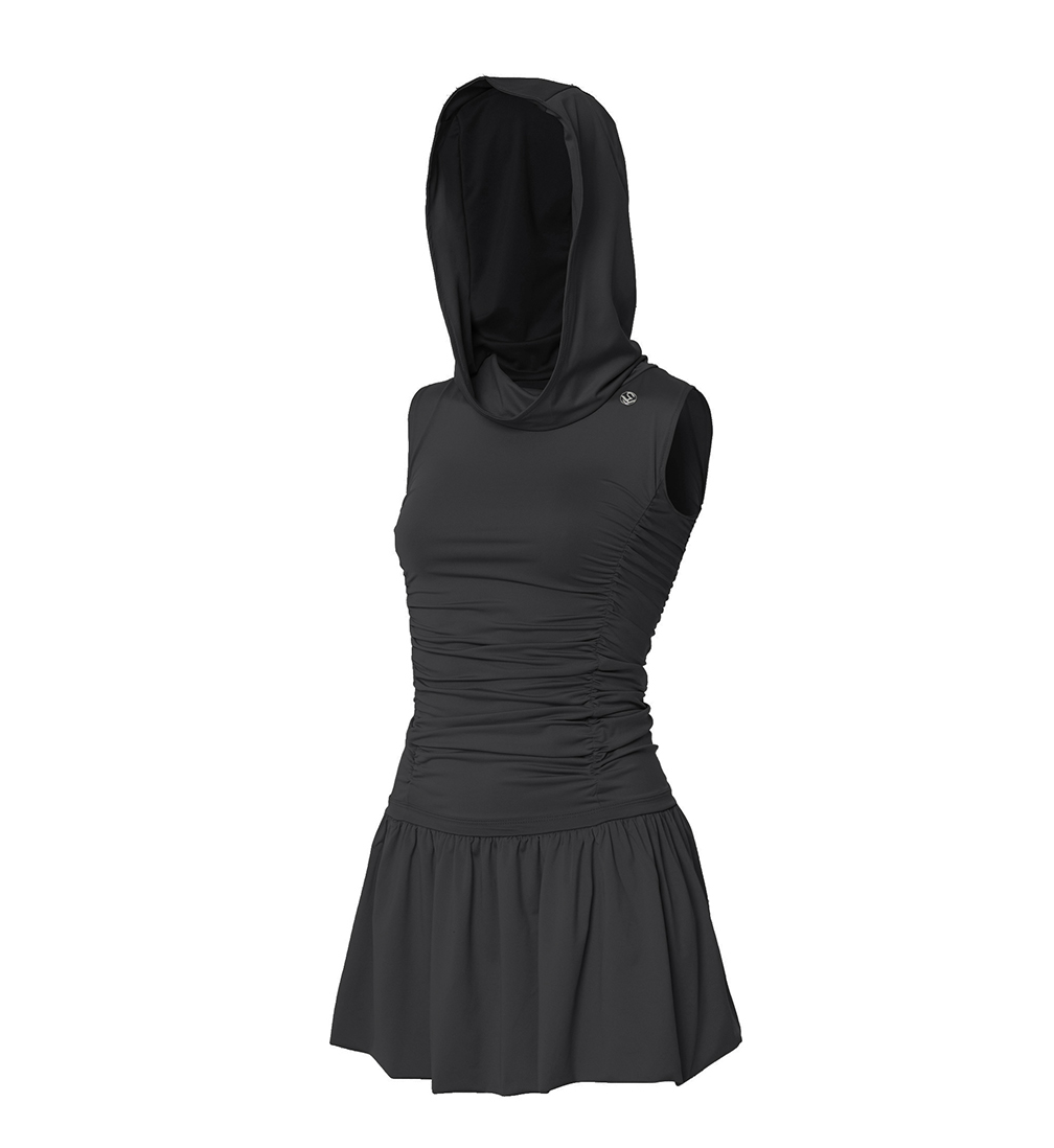 Hooded High Neck Dress (Black)