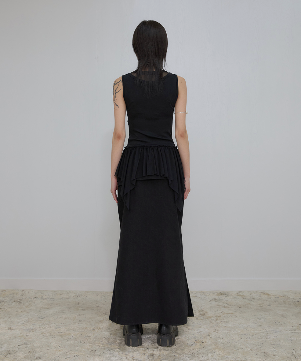 Layered Lace Frill Sleeveless (Black)