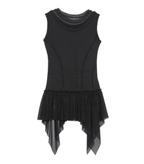 Layered Lace Frill Sleeveless (Black)