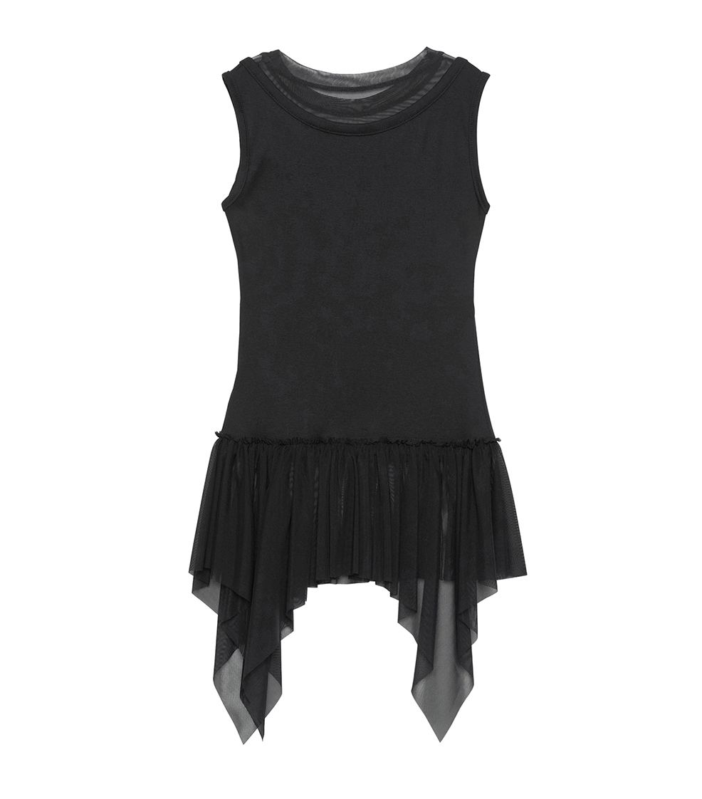 Layered Lace Frill Sleeveless (Black)