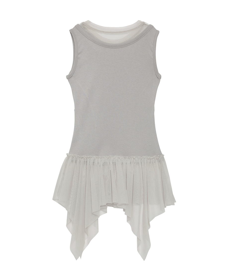 Layered Lace Frill Sleeveless (Gray)