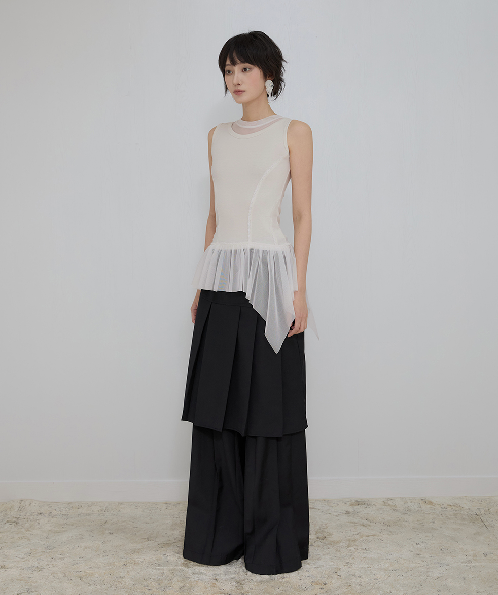 Layered Lace Frill Sleeveless (Cream)