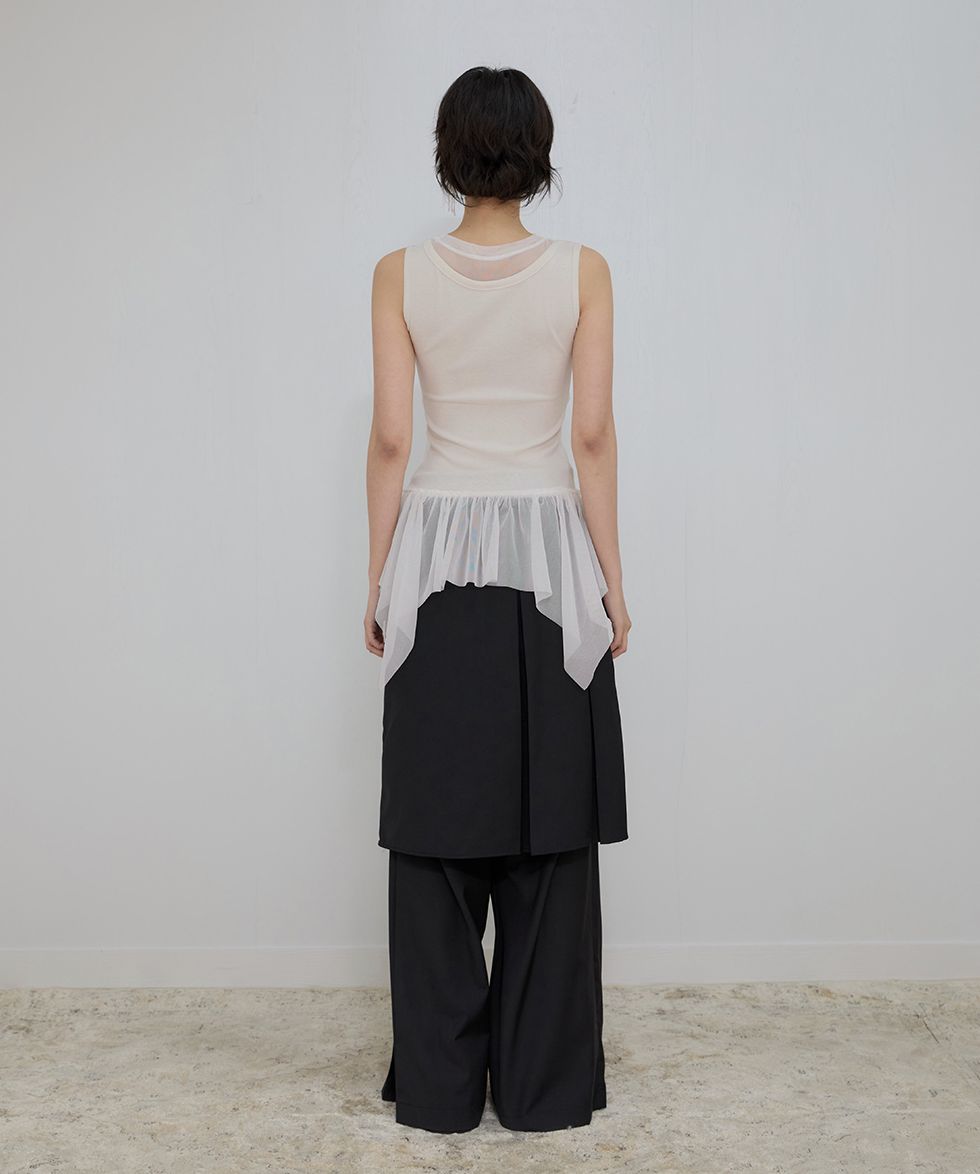 Layered Lace Frill Sleeveless (Cream)