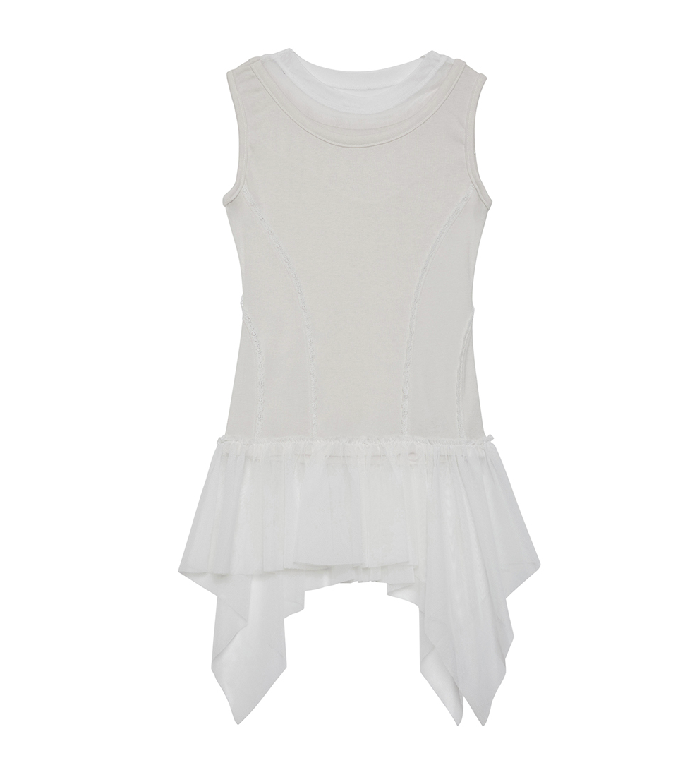 Layered Lace Frill Sleeveless (Cream)