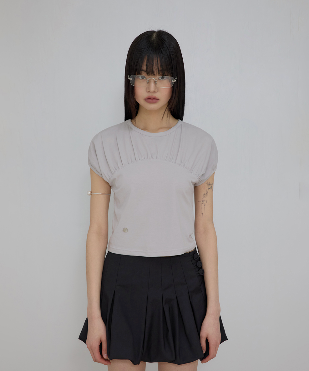 Kaya Shirred T-Shirt (Gray)