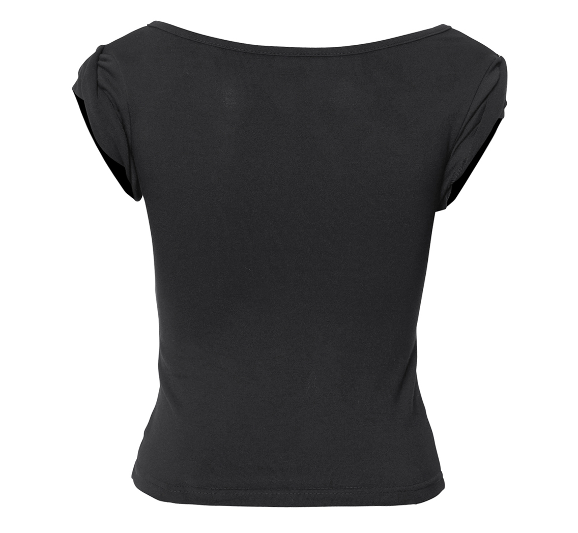 Asymmetrical Draped Roll-Up T-Shirt (Black)