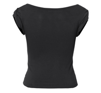 Asymmetrical Draped Roll-Up T-Shirt (Black)