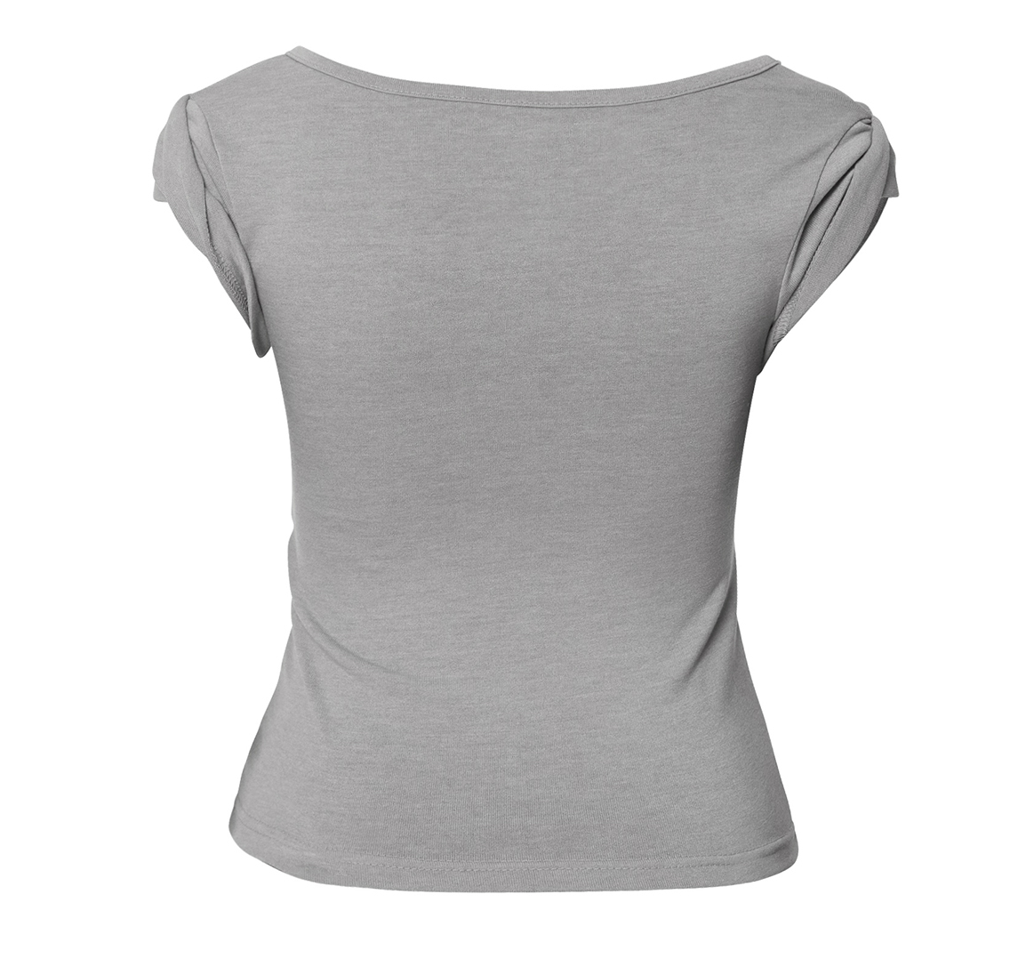 Asymmetrical Draped Roll-Up T-Shirt (Gray)