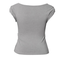 Asymmetrical Draped Roll-Up T-Shirt (Gray)