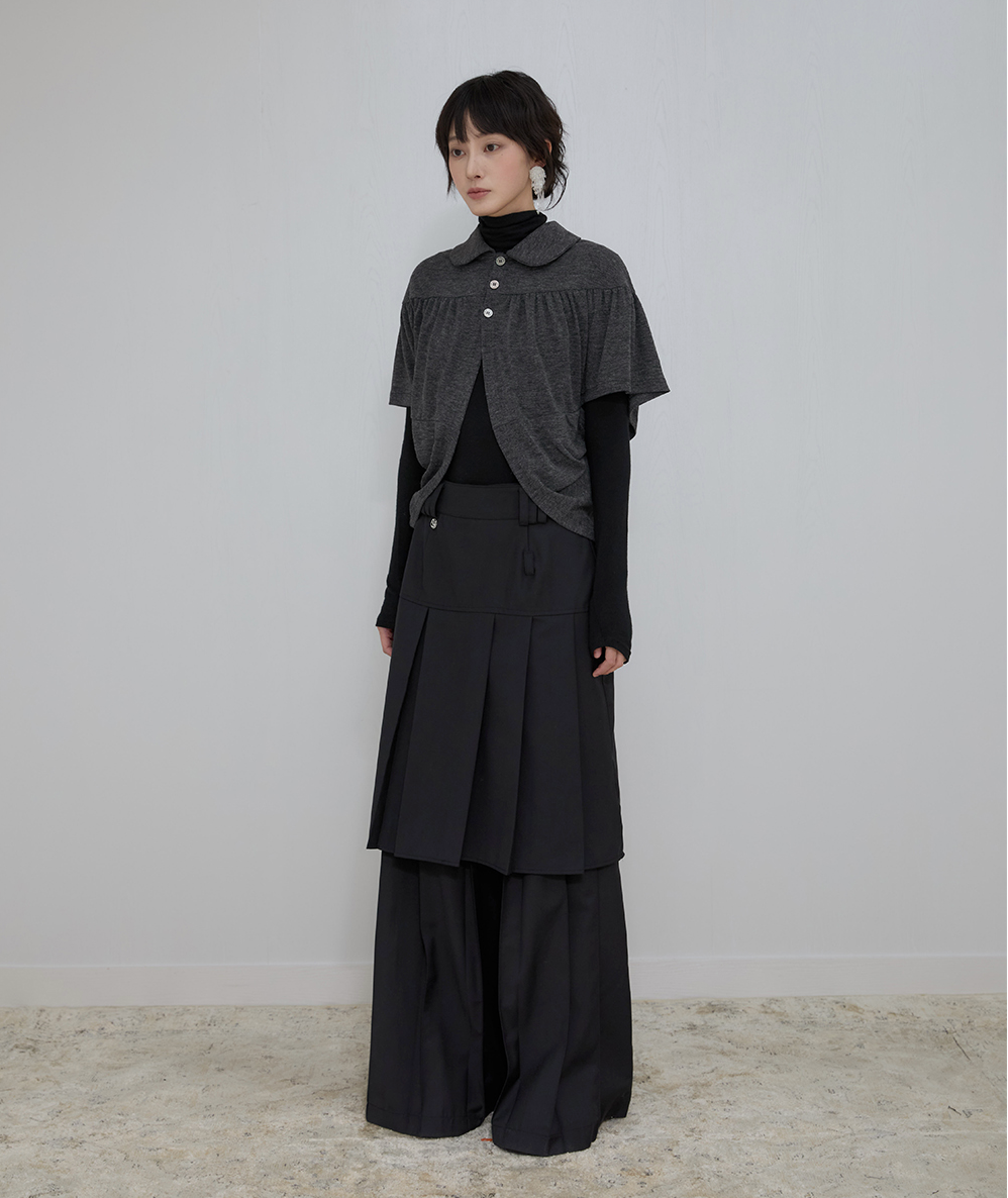 Cape Draped Cardigan (Charcoal)