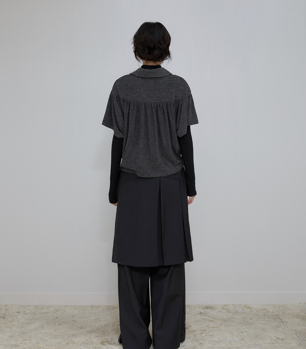 Cape Draped Cardigan (Charcoal)