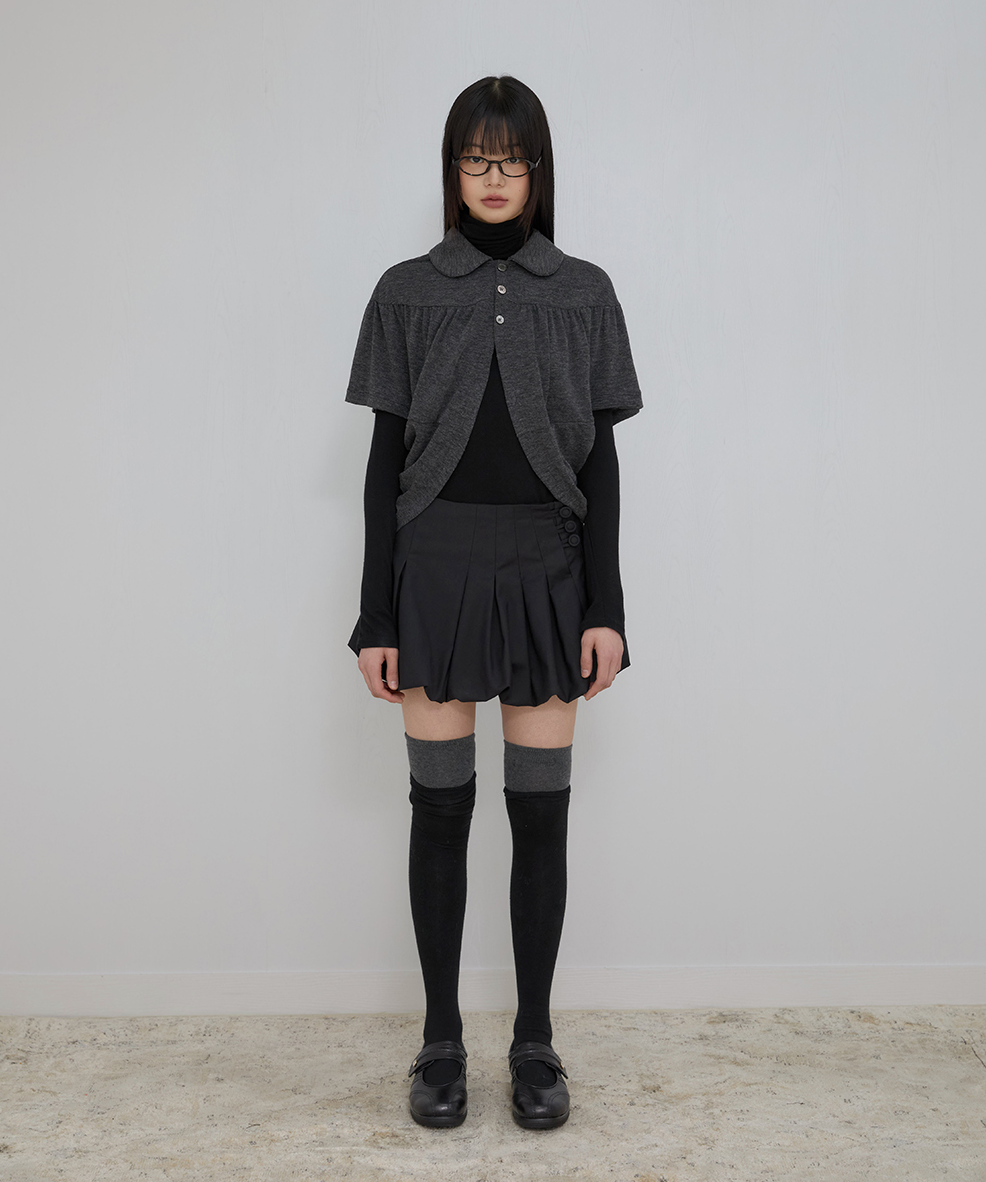 Cape Draped Cardigan (Charcoal)