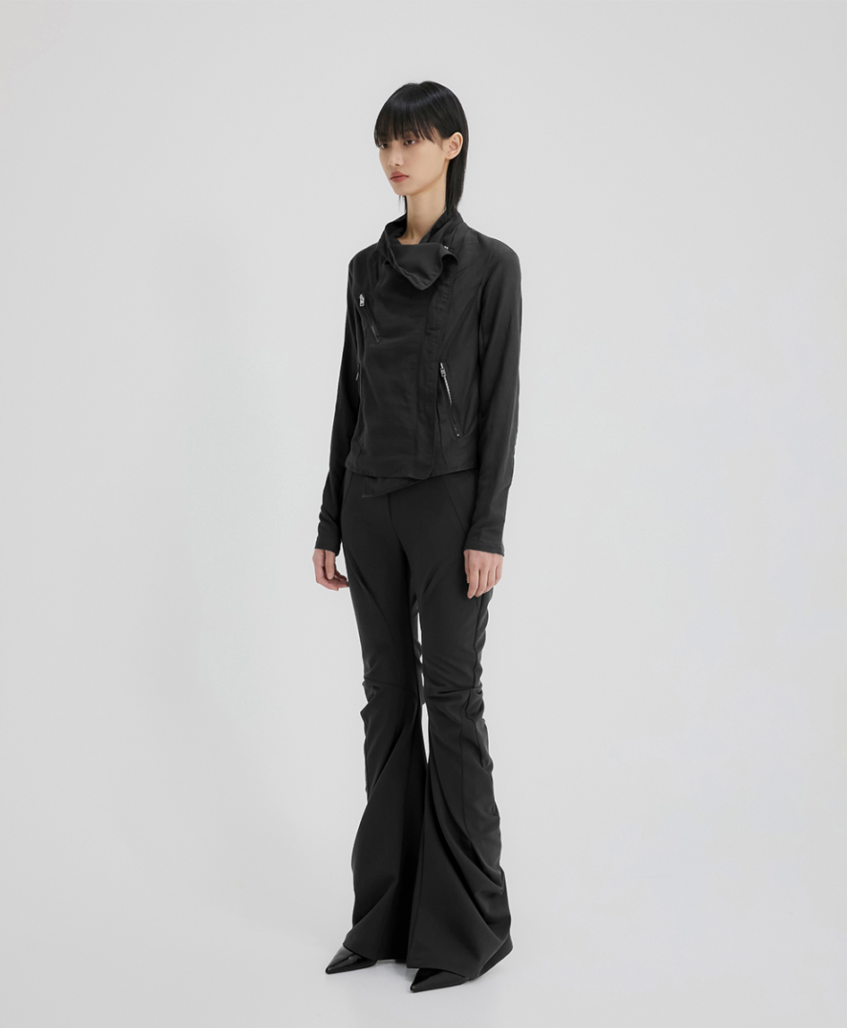 Asymmetrical Drape Pants (Black)