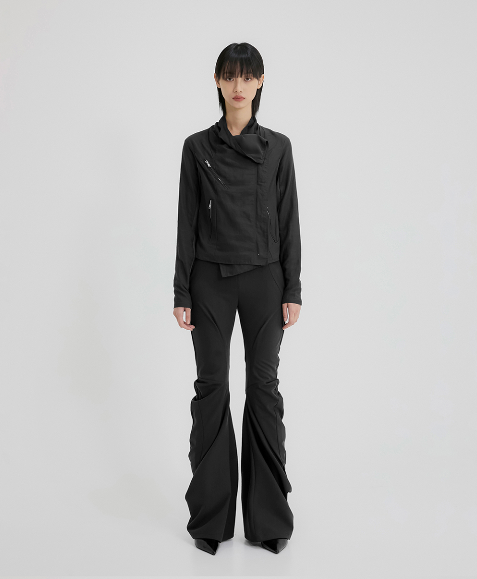Asymmetrical Drape Pants (Black)