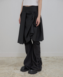 Asymmetrical Draped Midi Skirt (Black)