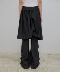 Asymmetrical Draped Midi Skirt (Black)