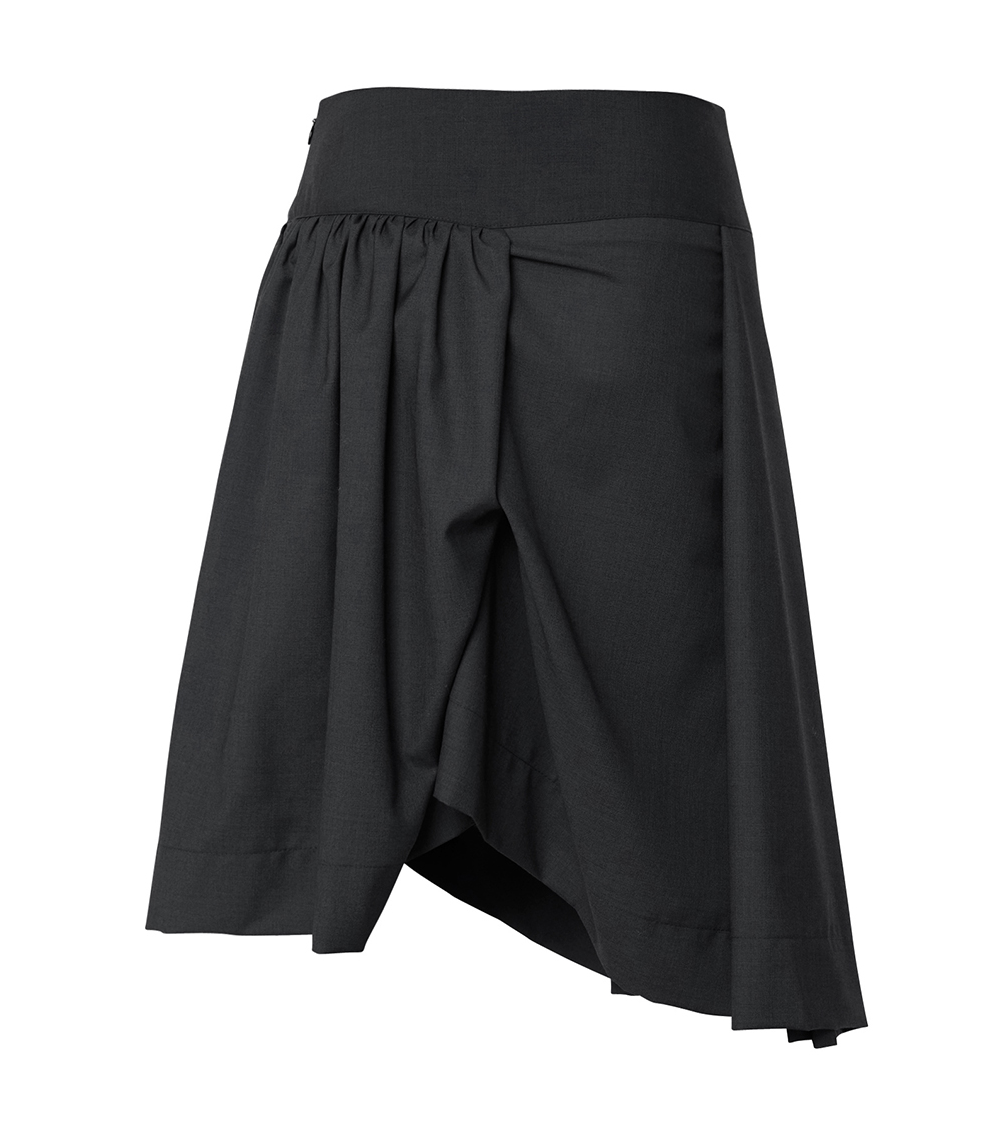 Asymmetrical Draped Midi Skirt (Black)