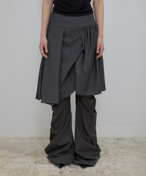 Asymmetrical Draped Midi Skirt (Charcoal)