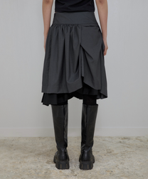 Asymmetrical Draped Midi Skirt (Charcoal)