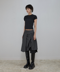 Asymmetrical Draped Midi Skirt (Charcoal)