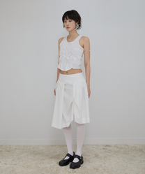 Asymmetrical Draped Midi Skirt (White)