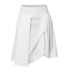 Asymmetrical Draped Midi Skirt (White)