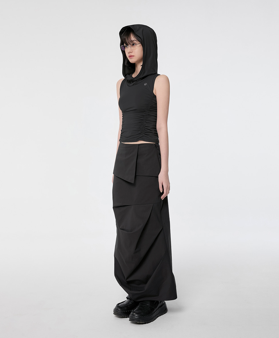 Hooded High Neck Sleeveless (Black)