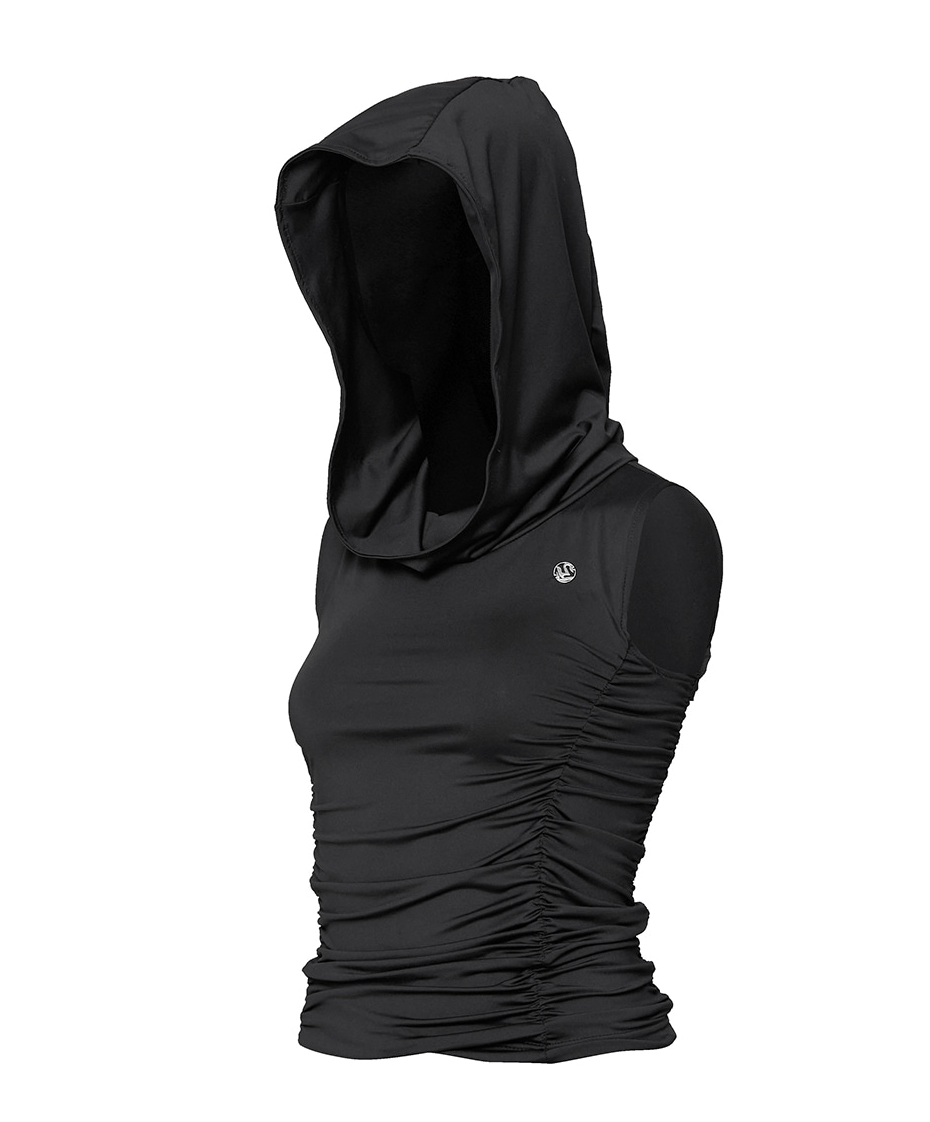 Hooded High Neck Sleeveless (Black)