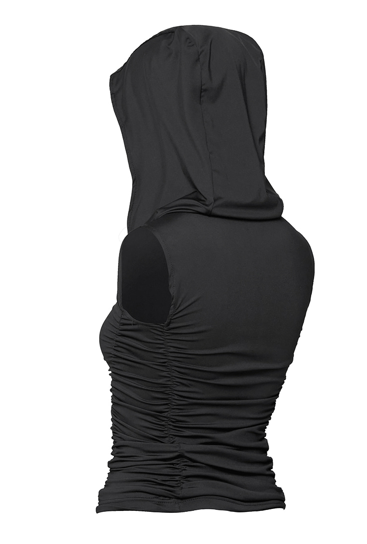 Hooded High Neck Sleeveless (Black)