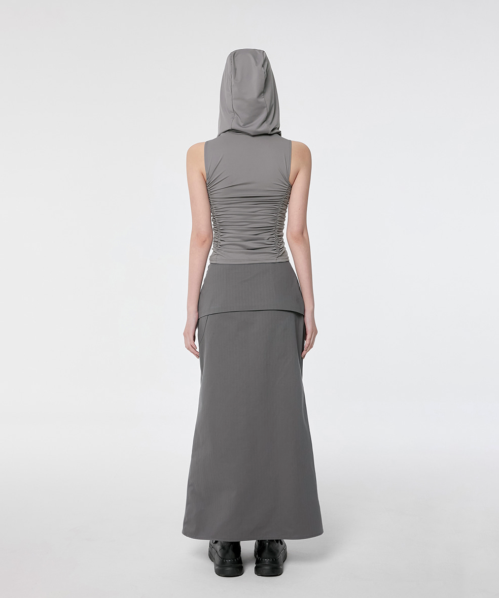 Hooded High Neck Sleeveless (Gray)