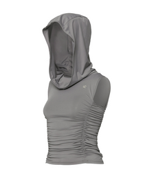 Hooded High Neck Sleeveless (Gray)