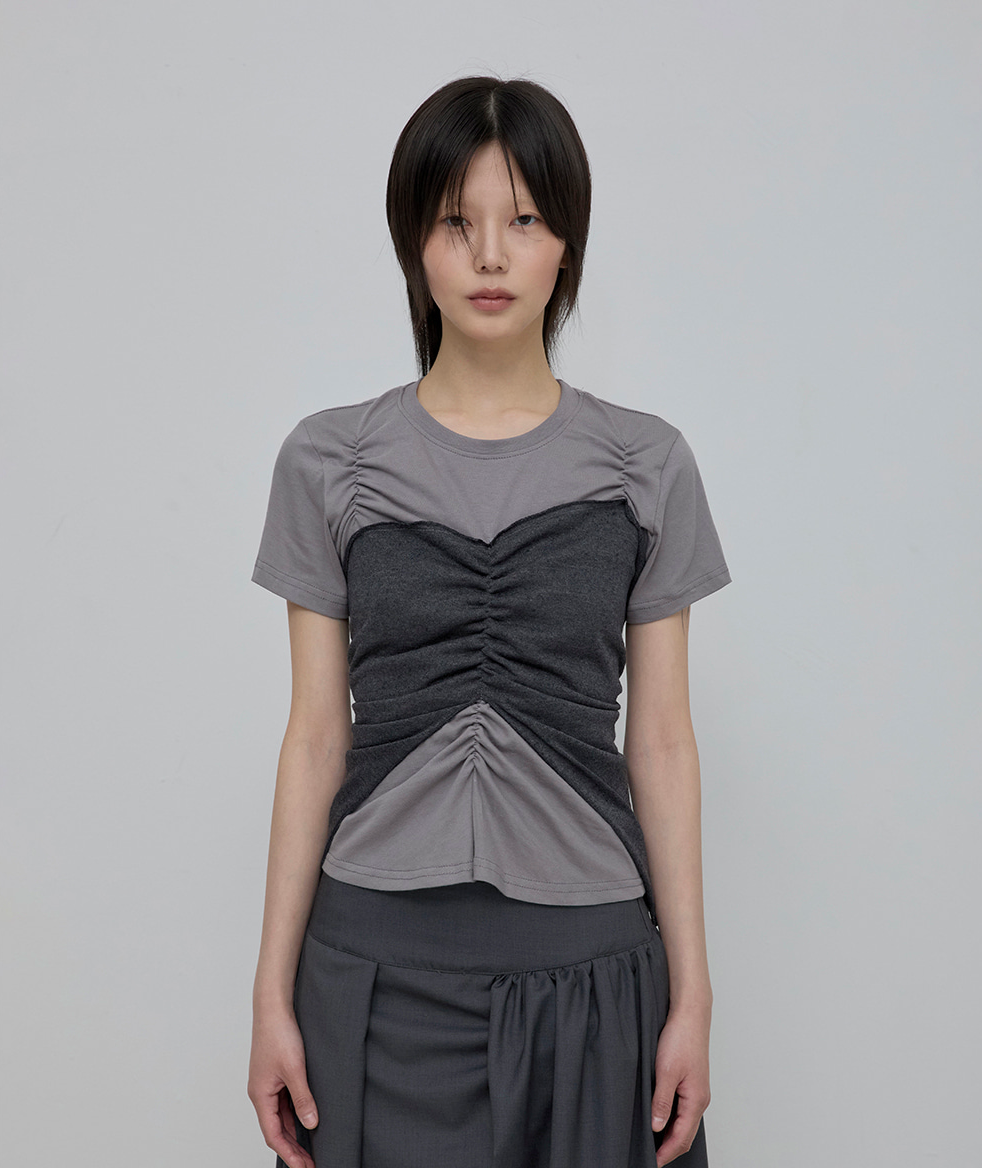 Bustier Layered T-Shirt (Gray/Charcoal)