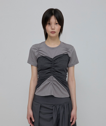 Bustier Layered T-Shirt (Gray/Charcoal)