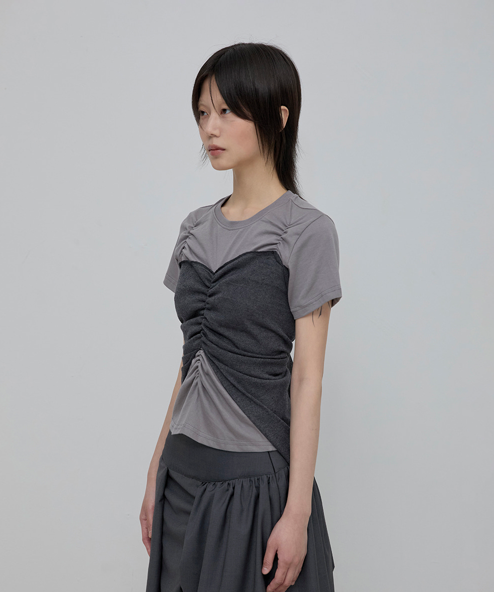 Bustier Layered T-Shirt (Gray/Charcoal)