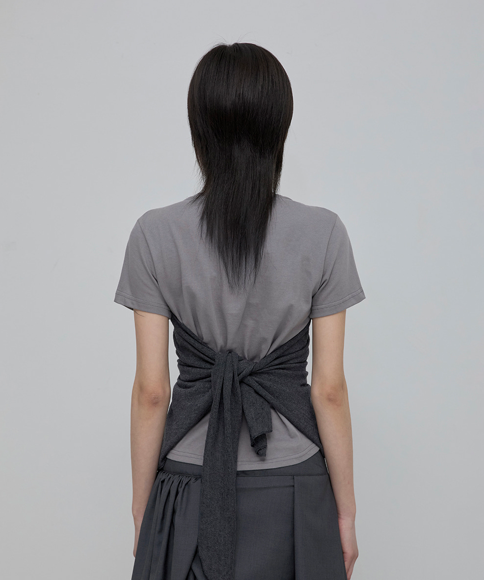 Bustier Layered T-Shirt (Gray/Charcoal)