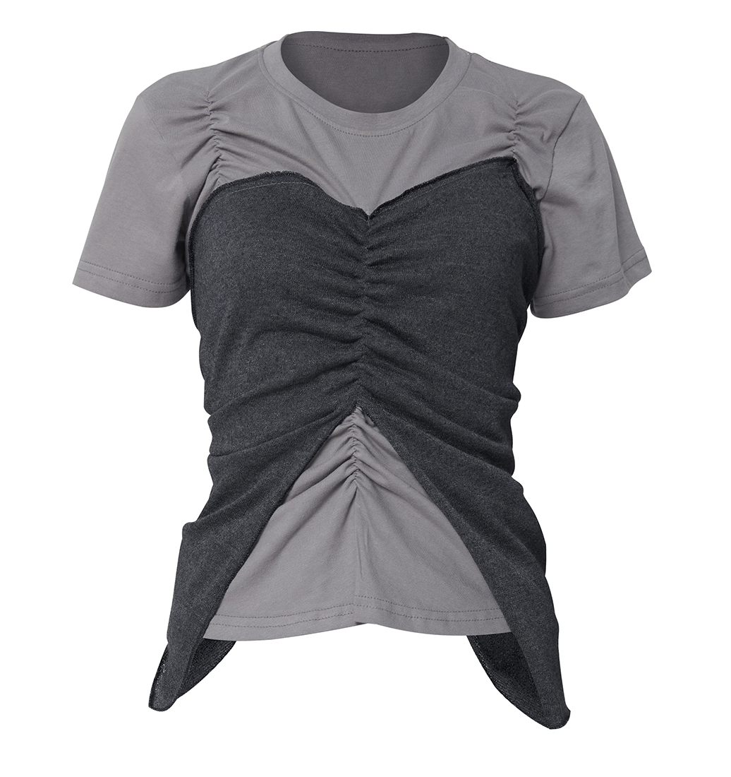 Bustier Layered T-Shirt (Gray/Charcoal)